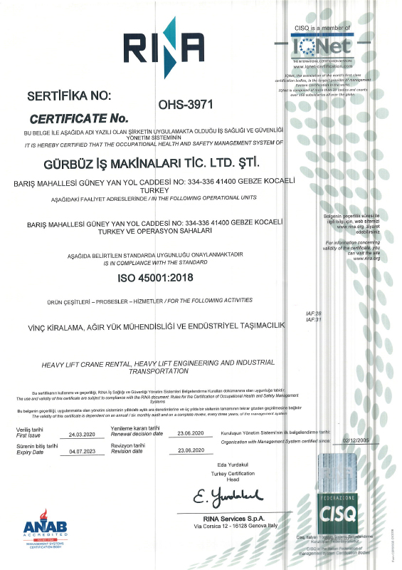 GURBUZ İŞ MAKİNELERİ_ISO 45001_2018