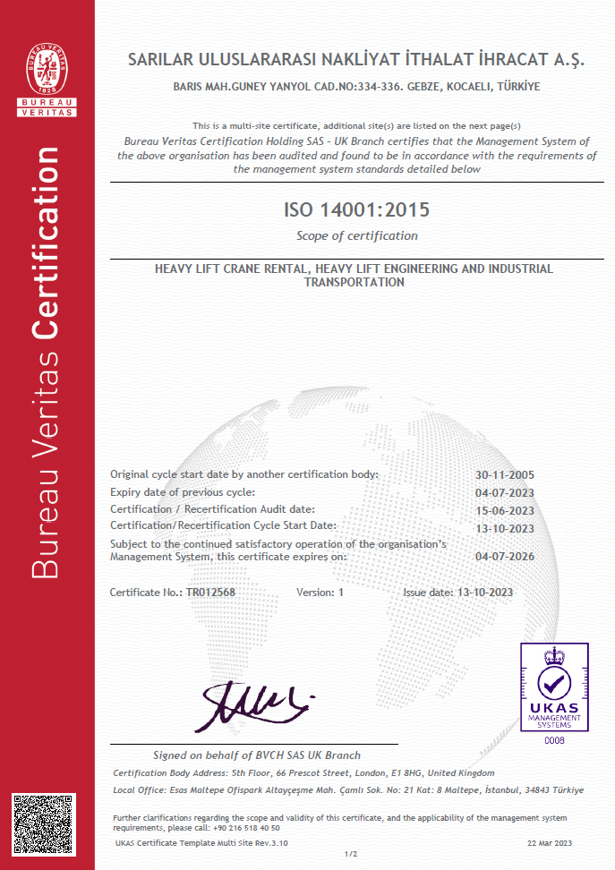 SARILAR-ISO 14001 Sertifikası